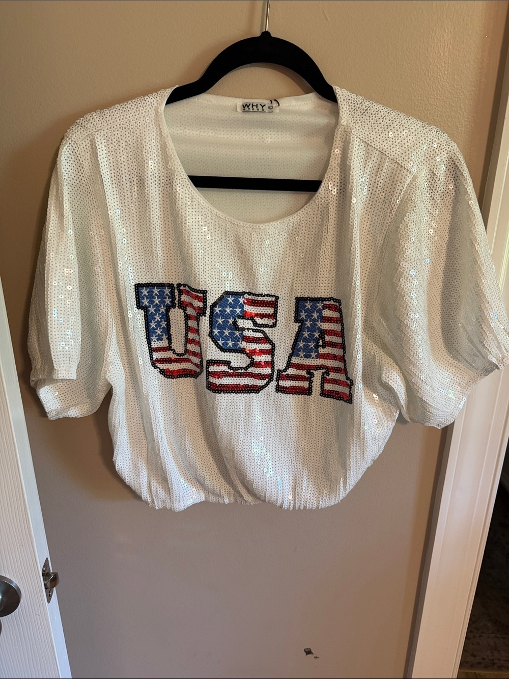 White Sequin USA Graphic 🔝